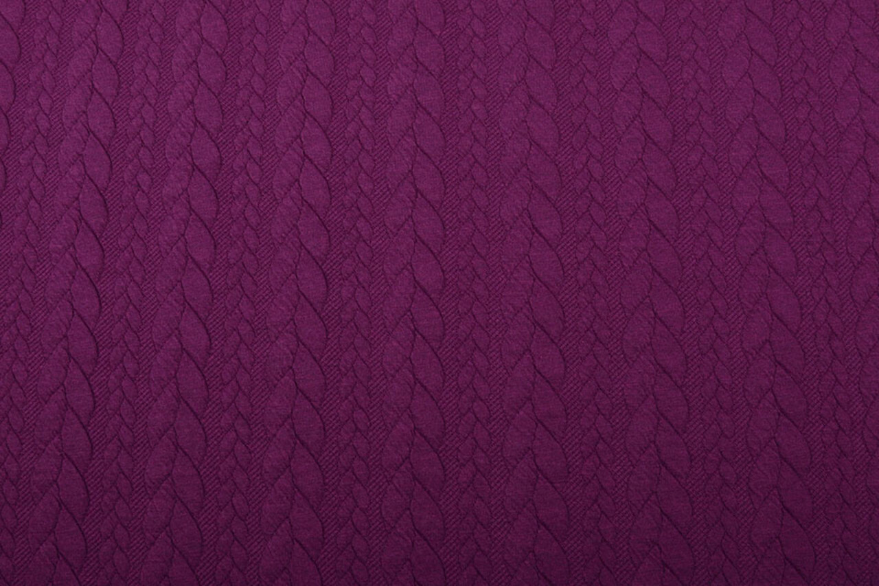 Knitted Cable Fabric Tricot Aubergine