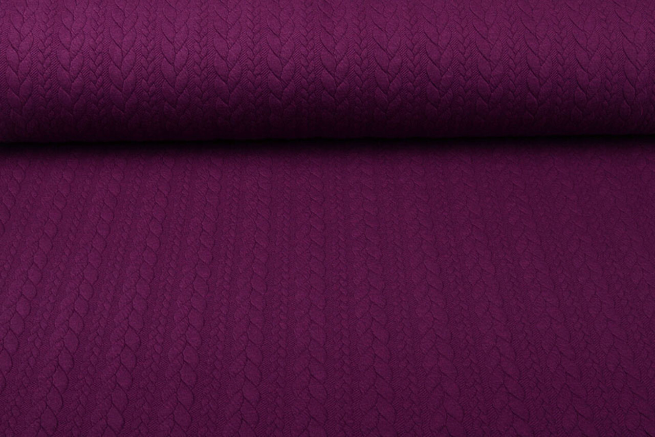 Knitted Cable Fabric Tricot Aubergine