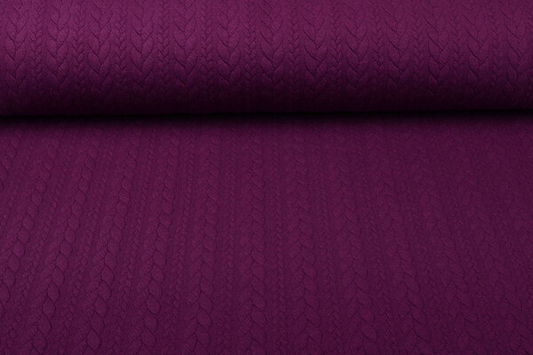 Knitted Cable Fabric Tricot Aubergine