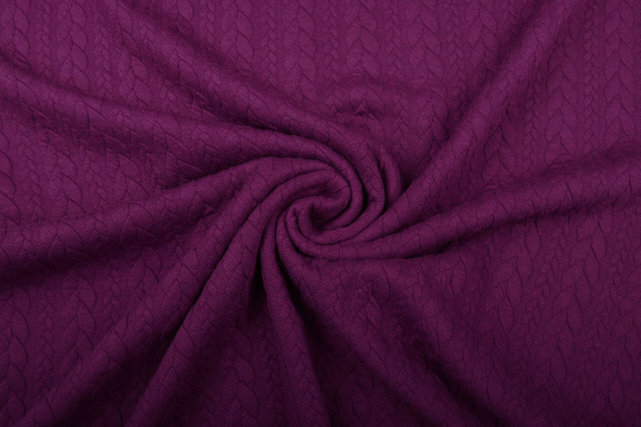 Knitted Cable Fabric Tricot Aubergine