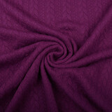 Tricoté Torsade Tissu Jersey Aubergine