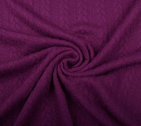 Knitted Cable Fabric Tricot Aubergine Knitted Cable Fabric Tricot Aubergine