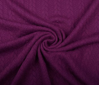 Knitted Cable Fabric Tricot Aubergine