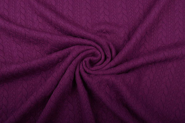 Tricoté Torsade Tissu Jersey Aubergine