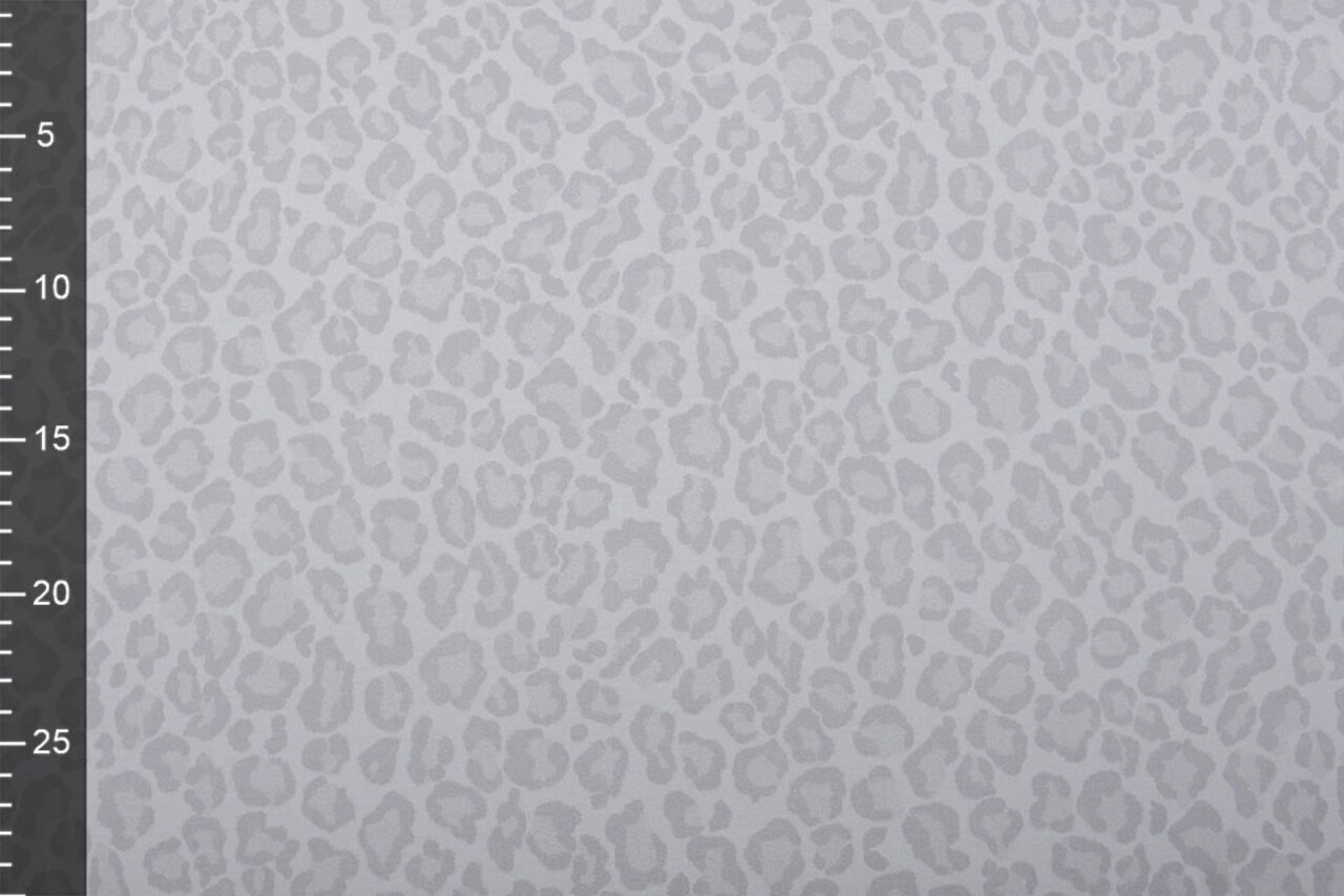 Elástico Algodón Estampado de Leopardo Gris Claro