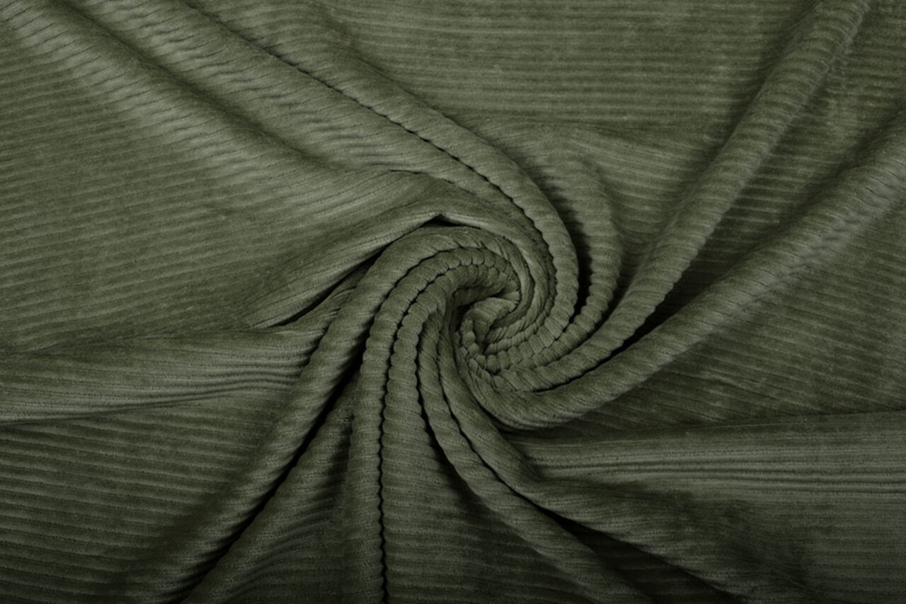 Coton Tricoté Grand Velours Côtelé Vert Militaire Coton Tricoté Grand Velours Côtelé Vert Militaire