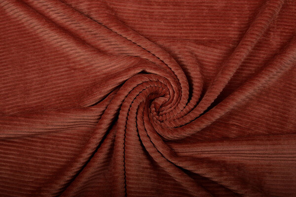 Coton Tricoté Grand Velours Côtelé Brique Rouille