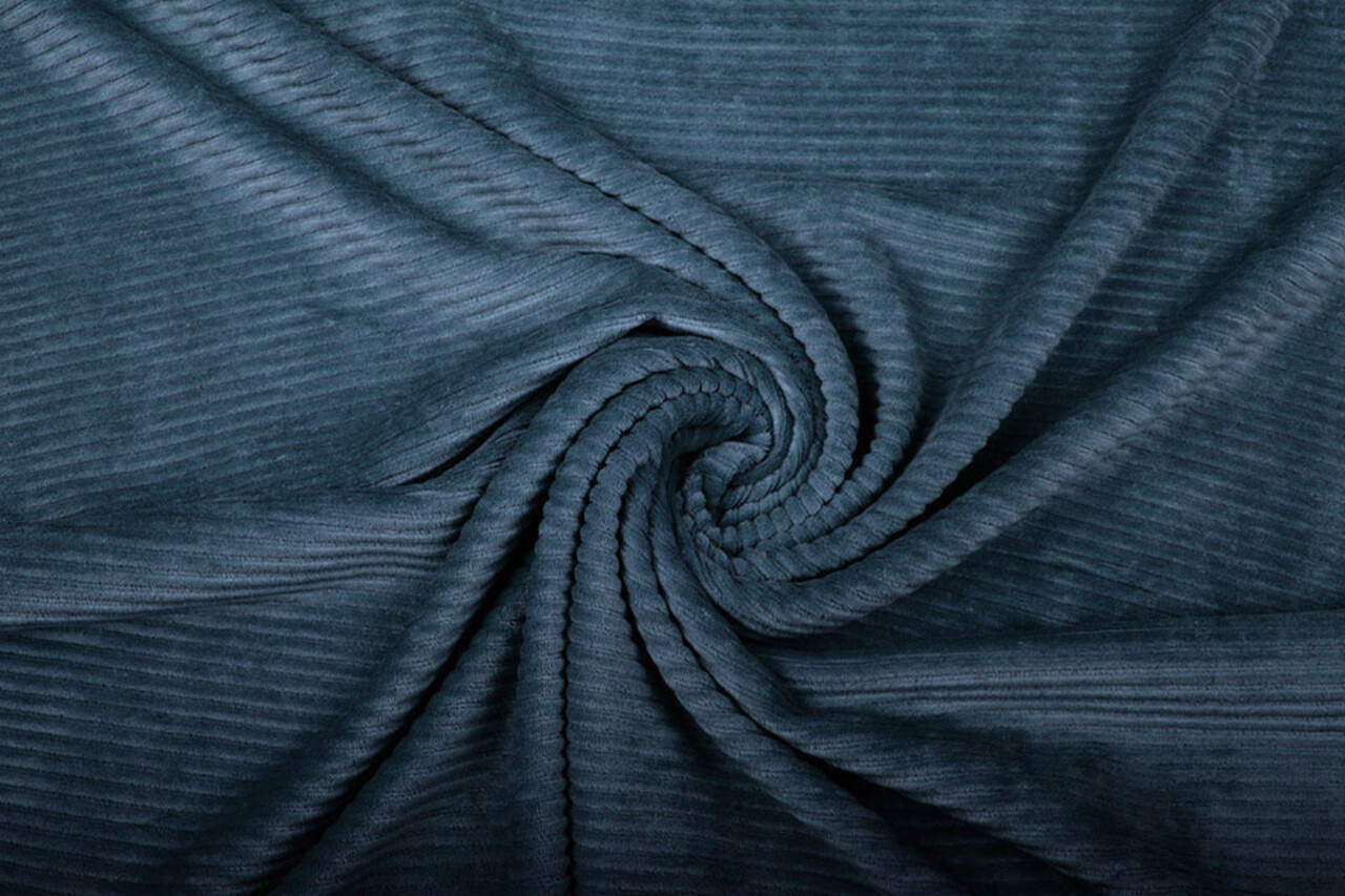 Cotone a Maglia Larga Velluto a Coste Blu Denim Cotone a Maglia Larga Velluto a Coste Blu Denim