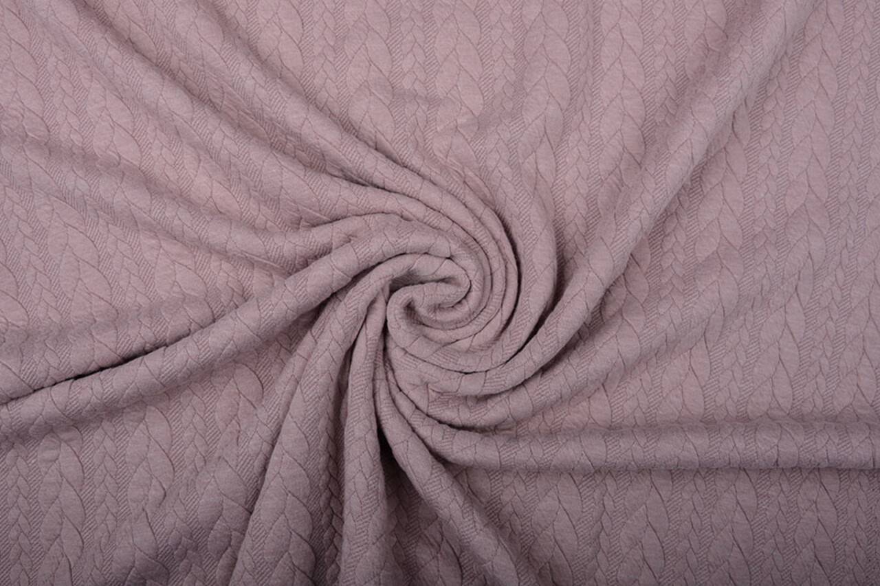 Tricoté Torsade Tissu Jersey Vieux Rose Tricoté Torsade Tissu Jersey Vieux Rose