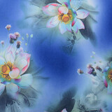 Scuba Crepe Printed Fantasy Flower Blue