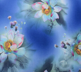 Scuba Crepe Bedrukt Fantasy Flower Blauw Scuba Crepe Bedrukt Fantasy Flower Blauw