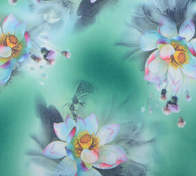 Scuba Crepe Printed Fantasy Flower Green