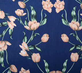 Scuba Crepe Bedrukt Tulp Blauw