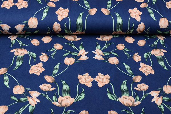 Scuba Crepe Printed Tulip Blue