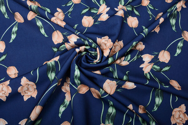 Scuba Crepe Bedruckt Tulpe Blau Scuba Crepe Bedruckt Tulpe Blau