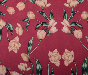 Scuba Crepe Printed Tulip Red
