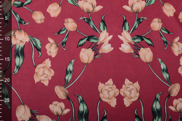 Scuba Crepe Printed Tulip Red