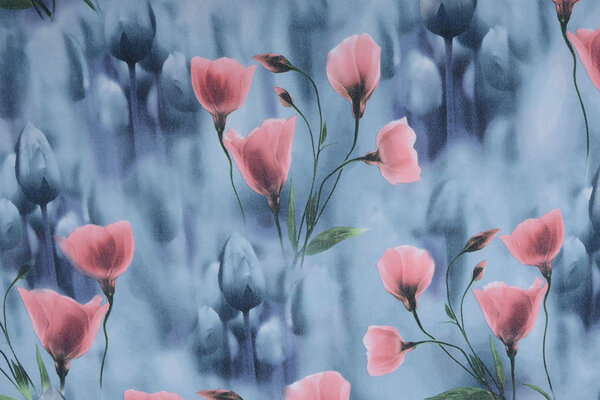 Scuba Crepe Grey Blue Poppy Old Pink