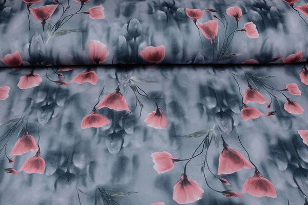 Scuba Crepe Grau Mohn Altrosa Scuba Crepe Grau Mohn Altrosa