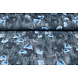 Scuba Crêpe Stampato Grigio Papavero Blu Scuba Crêpe Stampato Grigio Papavero Blu