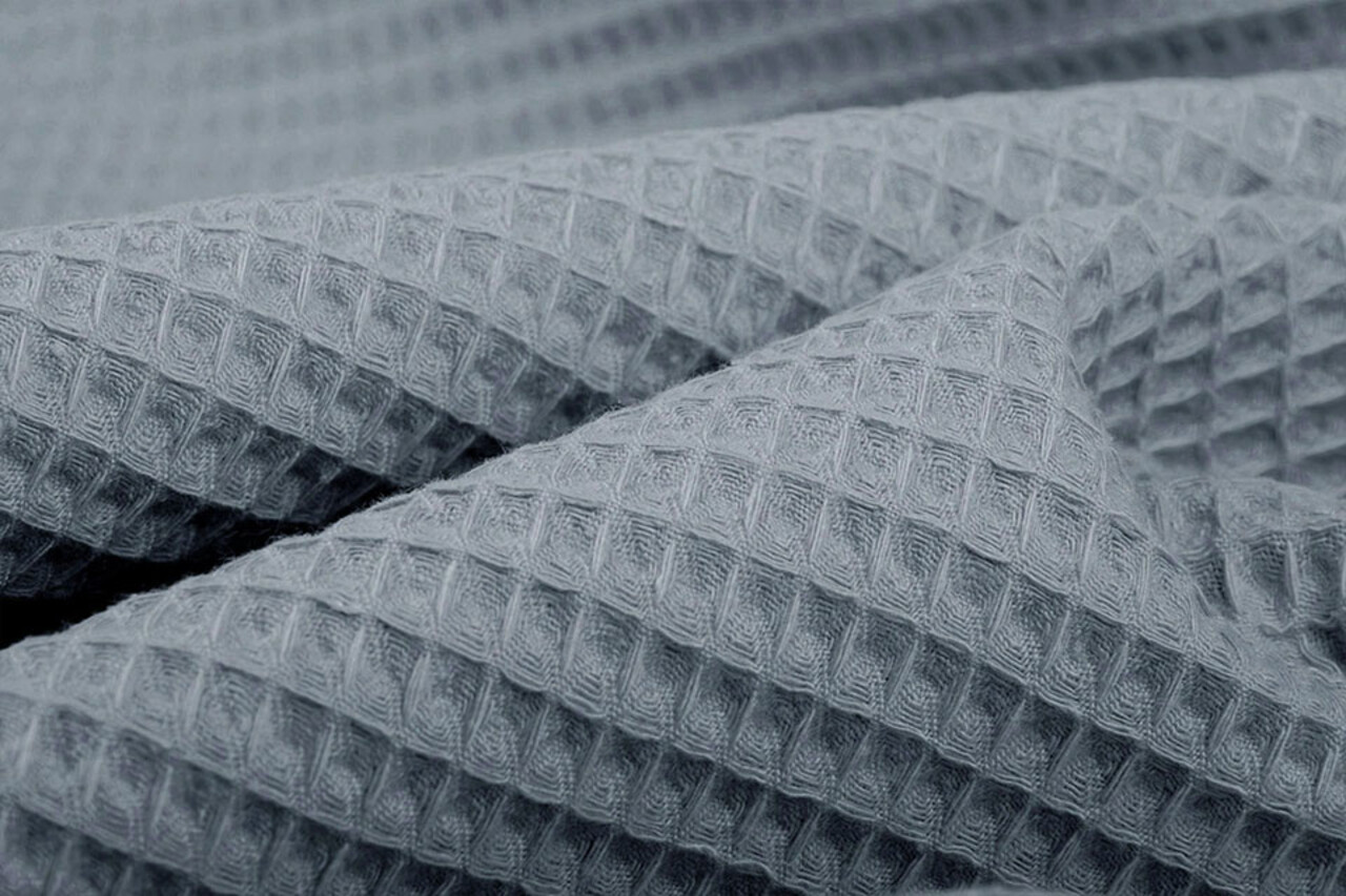 Oeko-Tex®  Waffelpiqué Baumwolle Blau-Grau