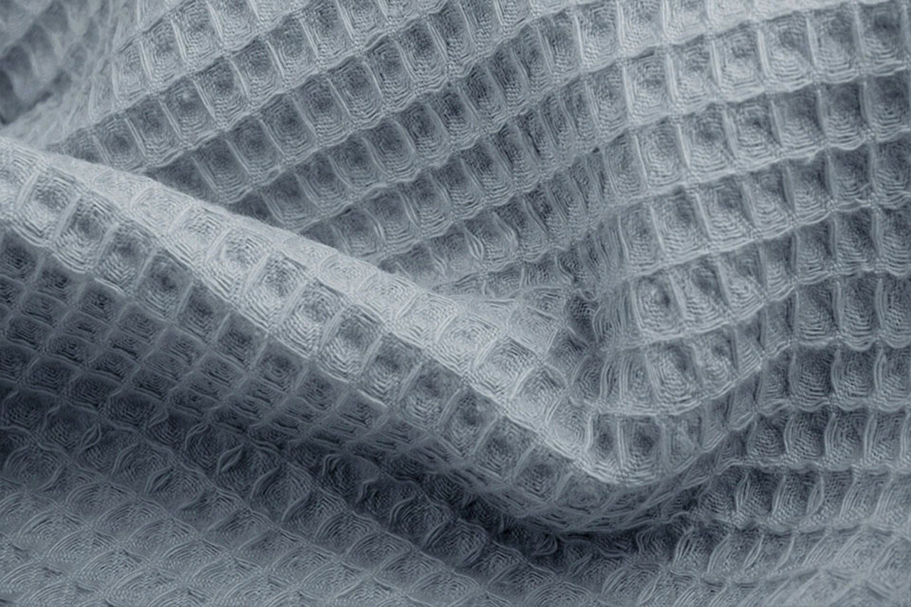Oeko-Tex®  Waffelpiqué Baumwolle Blau-Grau