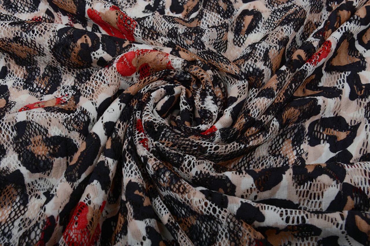 Stretch SpitzenStoff  Pantherdruck