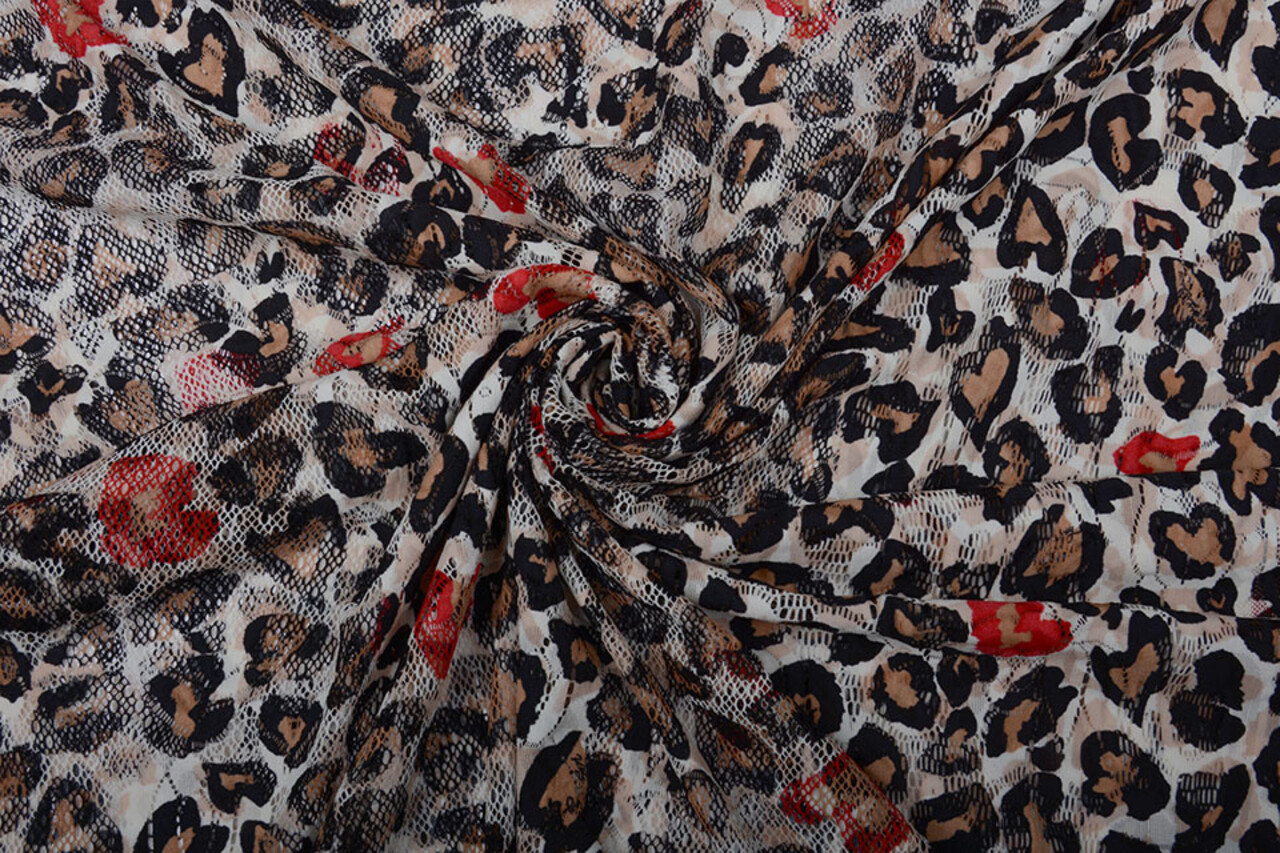 Stretch SpitzenStoff  Pantherdruck