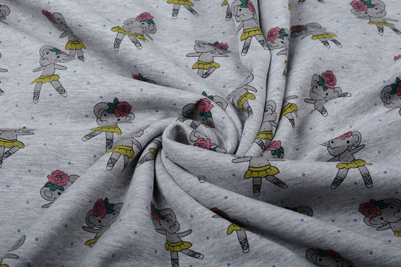 SweatStoff Alpenfleece Elefant Grau Meliert