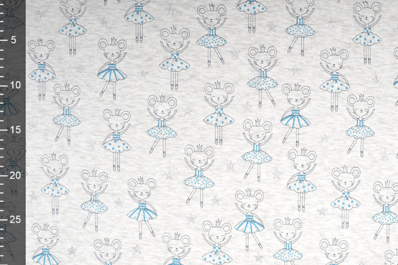 SweatStoff Alpenfleece Maus Ballerina Glitzer Creme Meliert