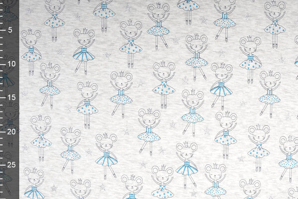 SweatStoff Alpenfleece Maus Ballerina Glitzer Creme Meliert