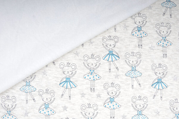 SweatStoff Alpenfleece Maus Ballerina Glitzer Creme Meliert SweatStoff Alpenfleece Maus Ballerina Glitzer Creme Meliert