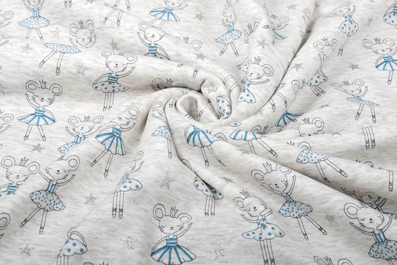 SweatStoff Alpenfleece Maus Ballerina Glitzer Creme Meliert
