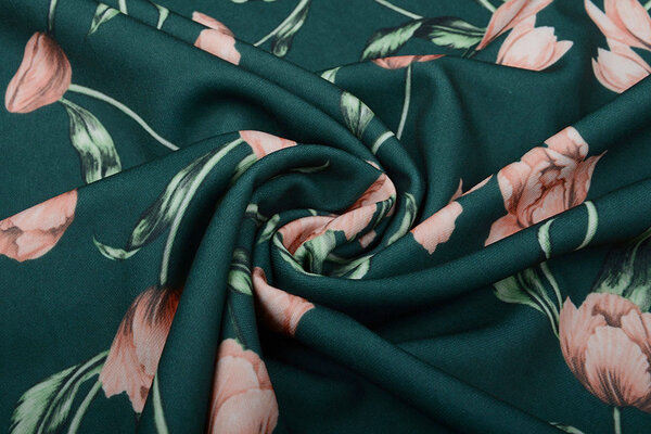 Scuba Crepe Bedrukt Tulp Groen