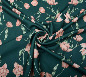 Scuba Crepe Printed Tulip Green