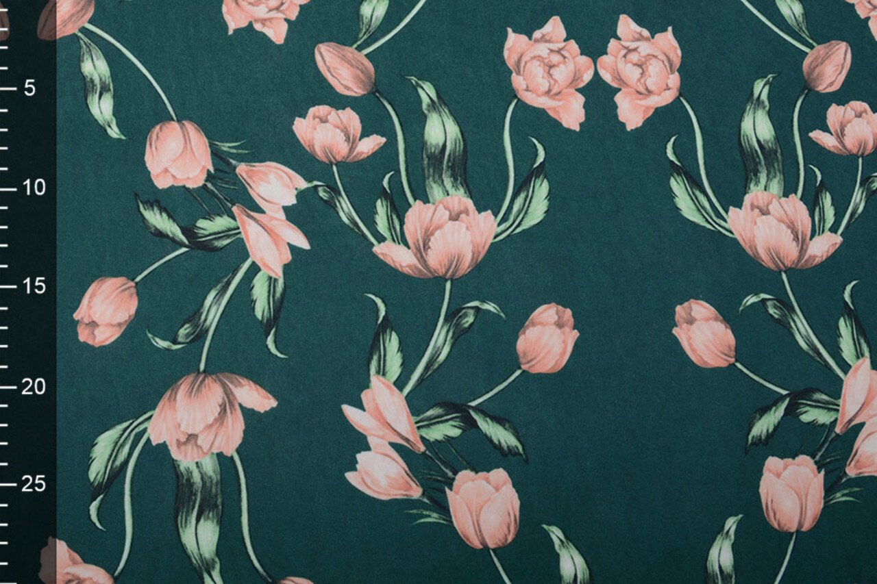 Scuba Crepe Printed Tulip Green
