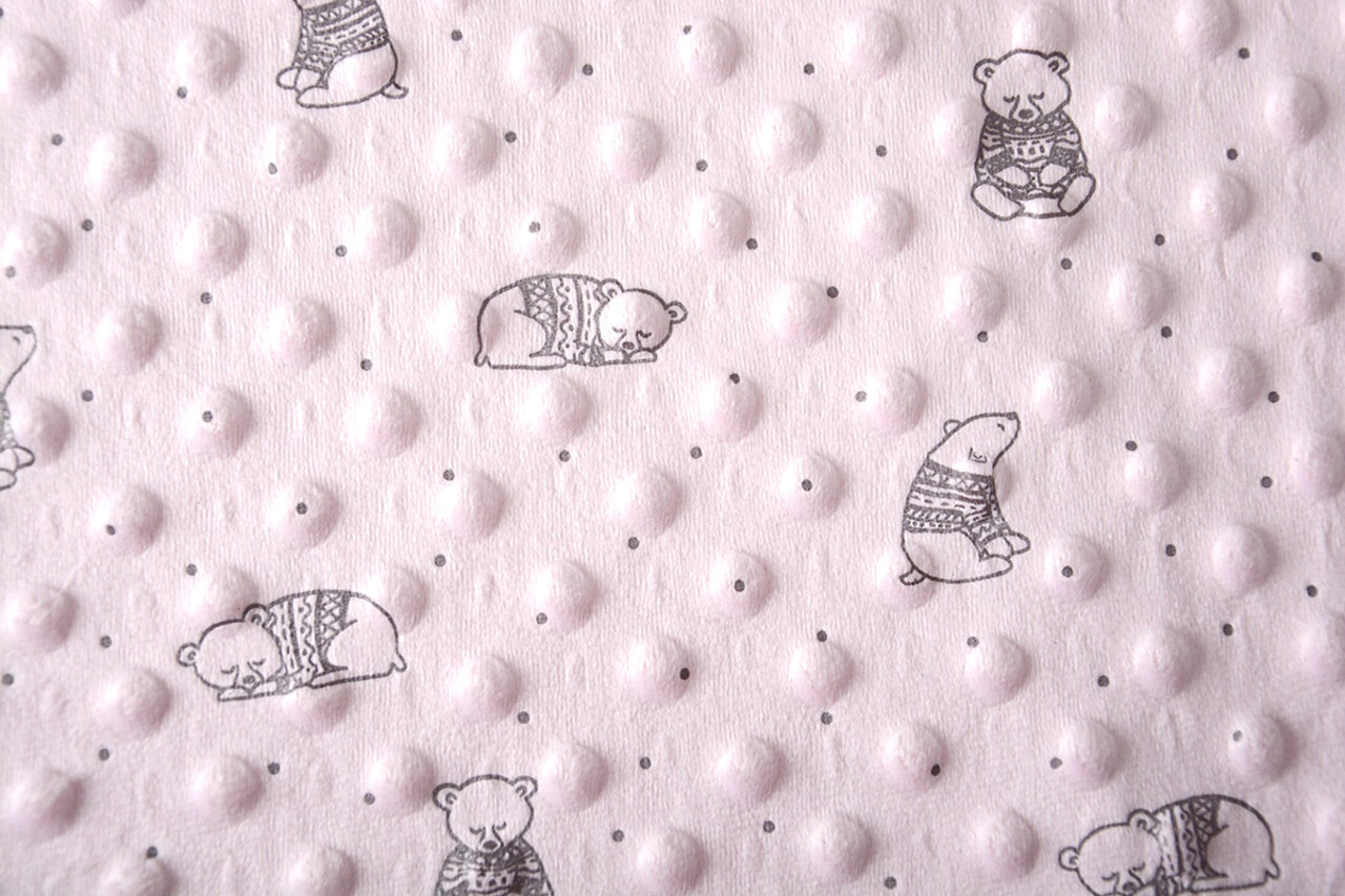 Bear Minky Fleece Powder Pink Bear Minky Fleece Powder Pink