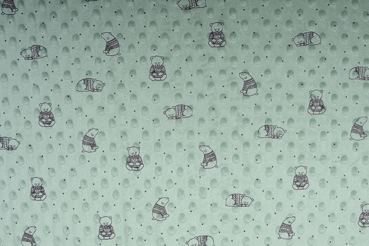 Beer Minky Fleece Licht Oud Groen