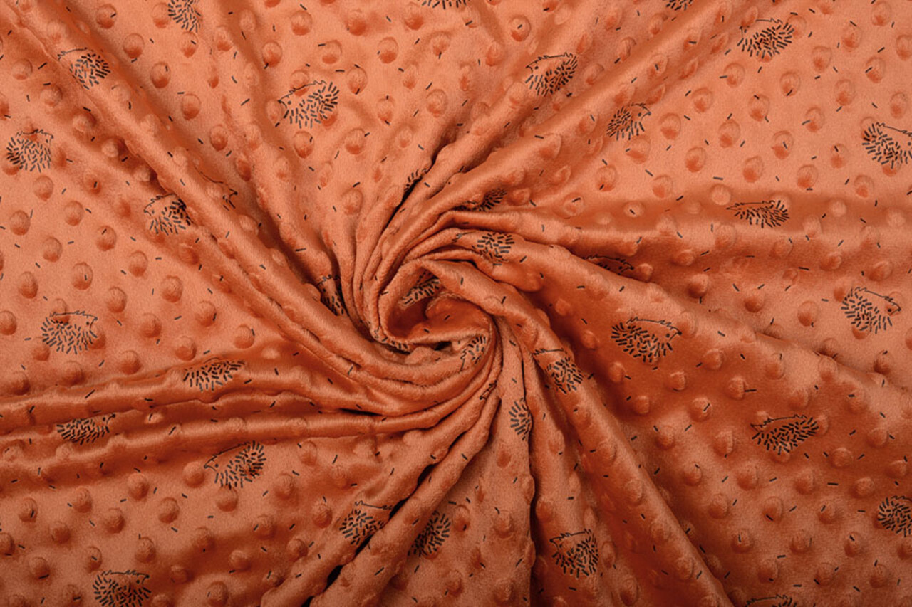 Hedgehog Minky Fleece Orange Brique Hedgehog Minky Fleece Orange Brique