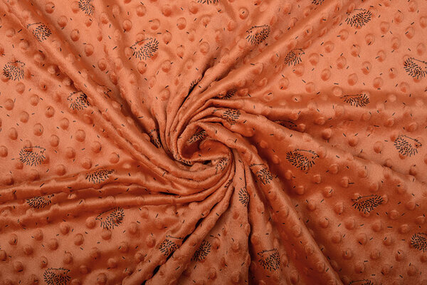 Hedgehog Minky Fleece Orange Brique Hedgehog Minky Fleece Orange Brique