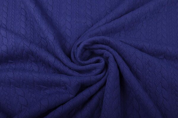Knitted Cable Fabric Tricot Royal Blue