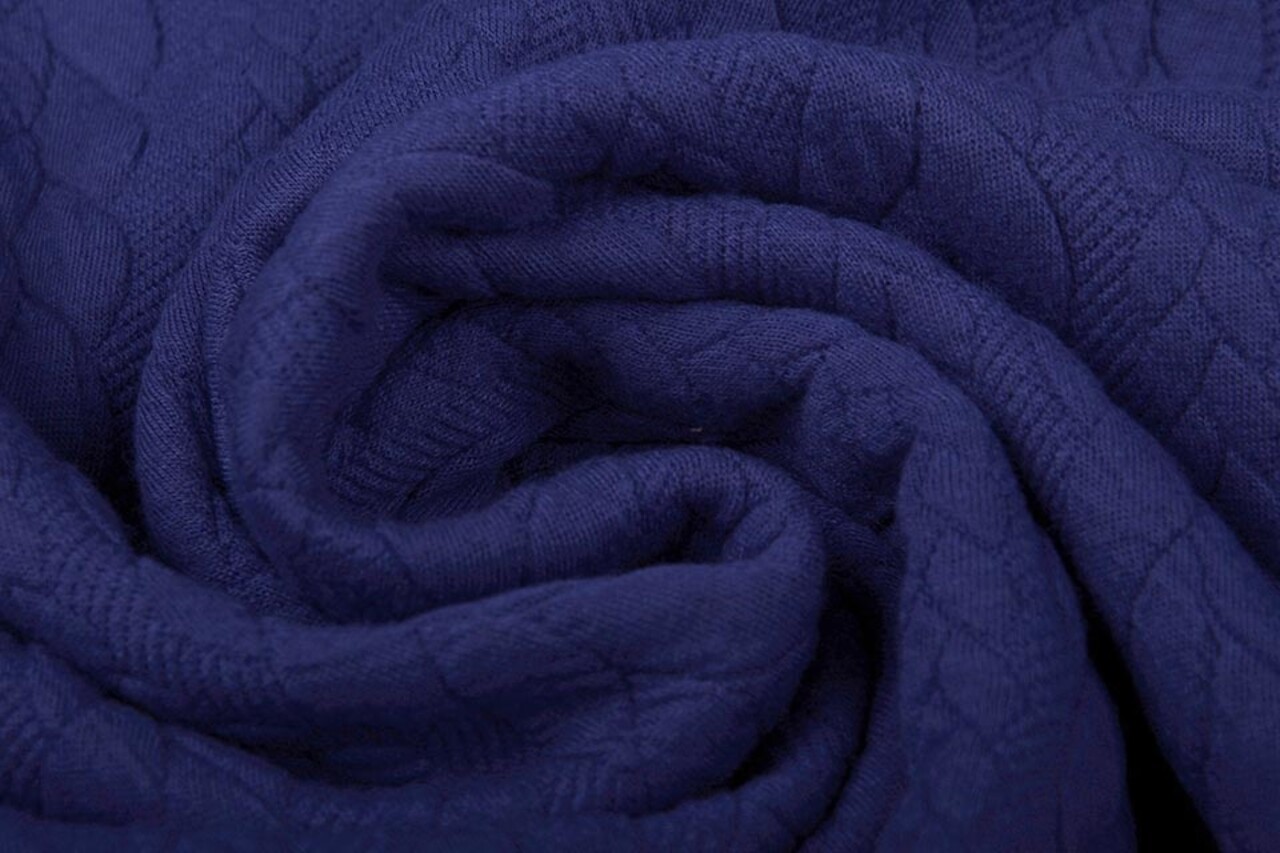 Knitted Cable Fabric Tricot Royal Blue