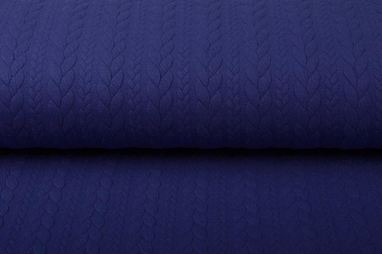Knitted Cable Fabric Tricot Royal Blue