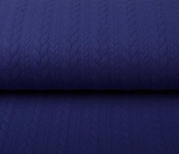 Knitted Cable Fabric Tricot Royal Blue