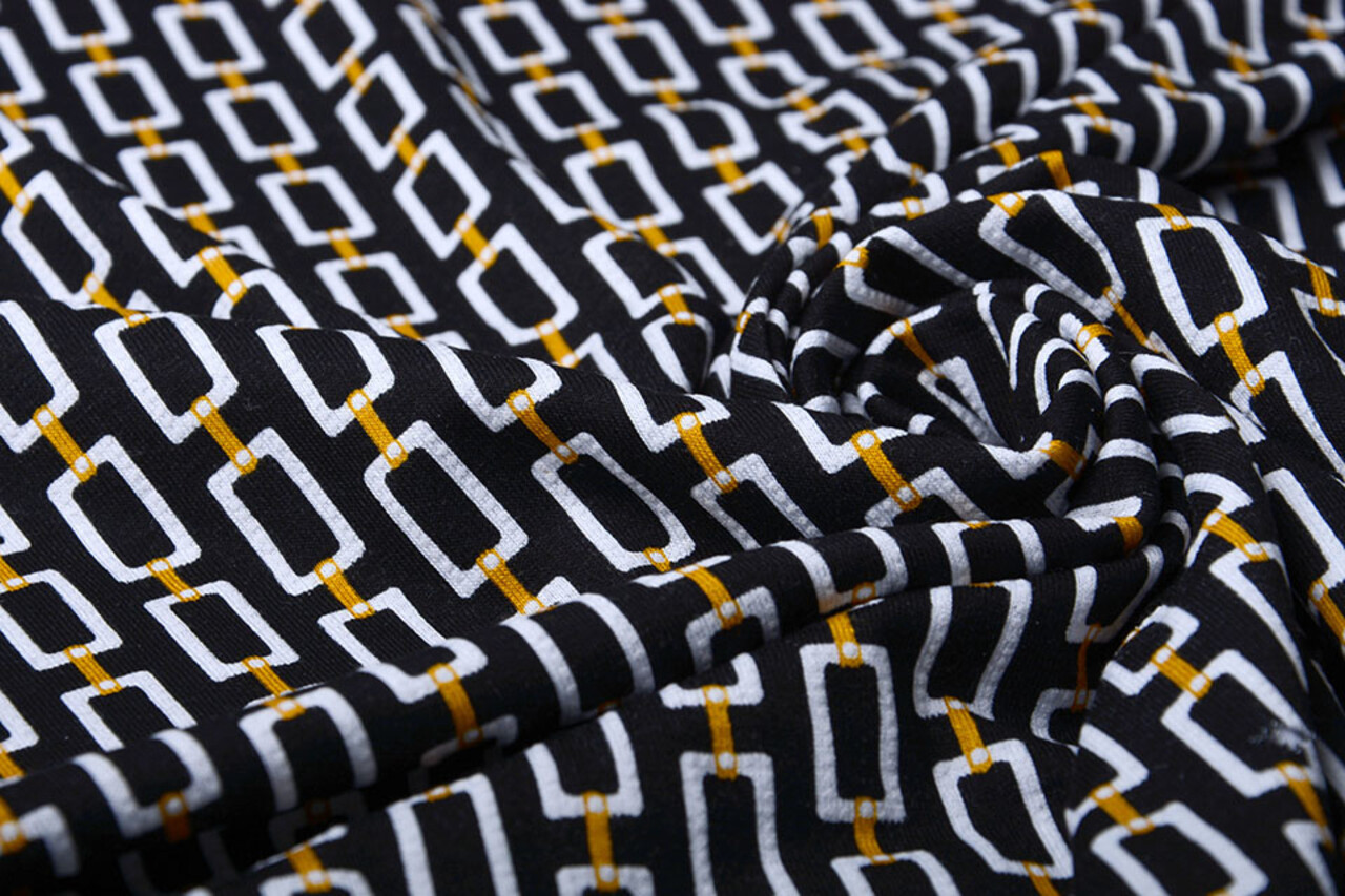 Viscosa Jersey Laccato Chains Nero Viscosa Jersey Laccato Chains Nero