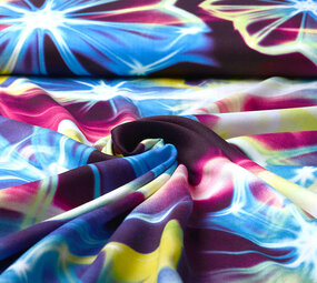 100% Viscose Digitaal Print Neon Roze Blauw 100% Viscose Digitaal Print Neon Roze Blauw