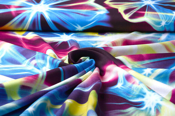 100% Viskose Digital Printed Neon Pink Blau