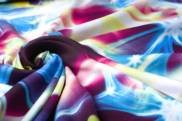 100% Viscose Digital Printed Neon Pink Blue