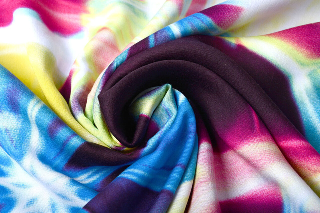 100% Viscose Digital Printed Neon Pink Blue