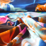 100% Viscosa Digital Estampado Neon Azul Naranja